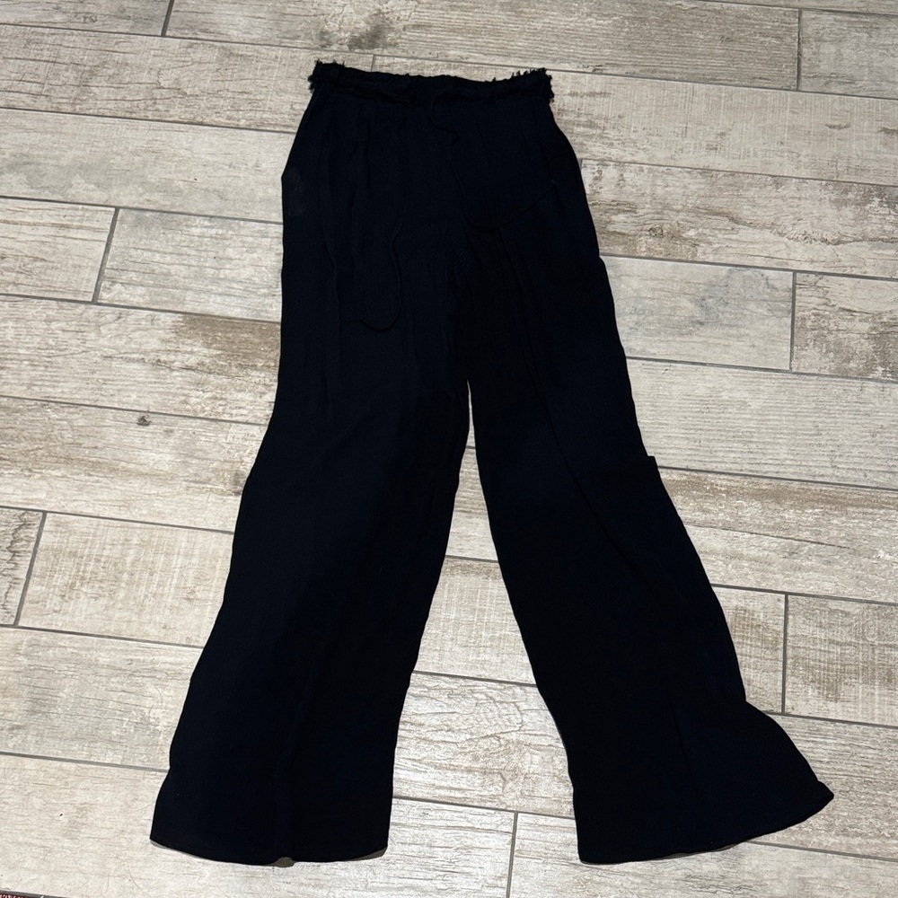 Zara Midnight Black Frayed Waist Trousers
